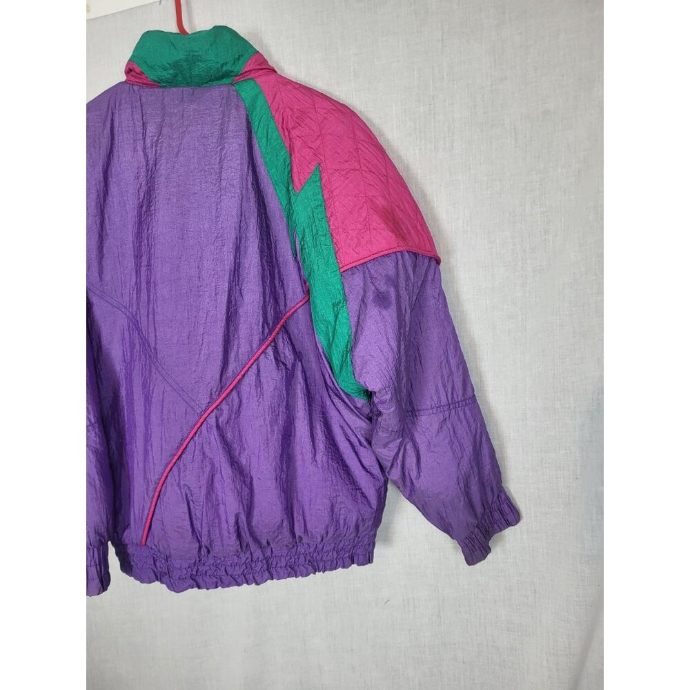 Ultimate 80's Puffer Ski Jacket Women's L Retro Vintage Coat Purple Pink Winter - Picture 4 of 8
